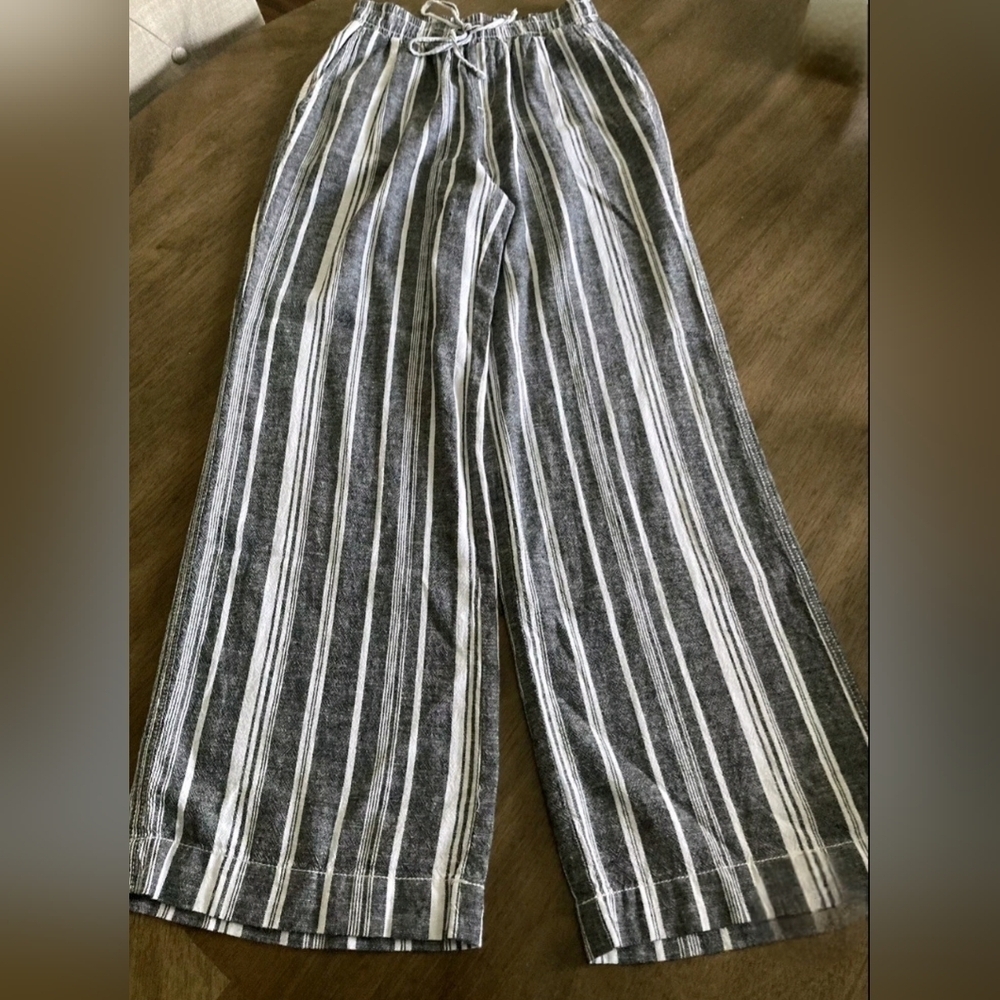 NWOT, Briggs, Women's Linen Blend Pant, Grey/White Stripe, Size: Medium - Picture 5 of 11